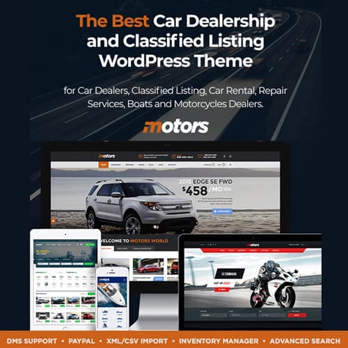 Motors - Automotive, Car Dealership, Car Rental, Auto, Classified Ads, Listing WordPress Theme Motors - Automotive, Car Dealership, Car Rental, Auto, Classified Ads, Listing WordPress Theme
