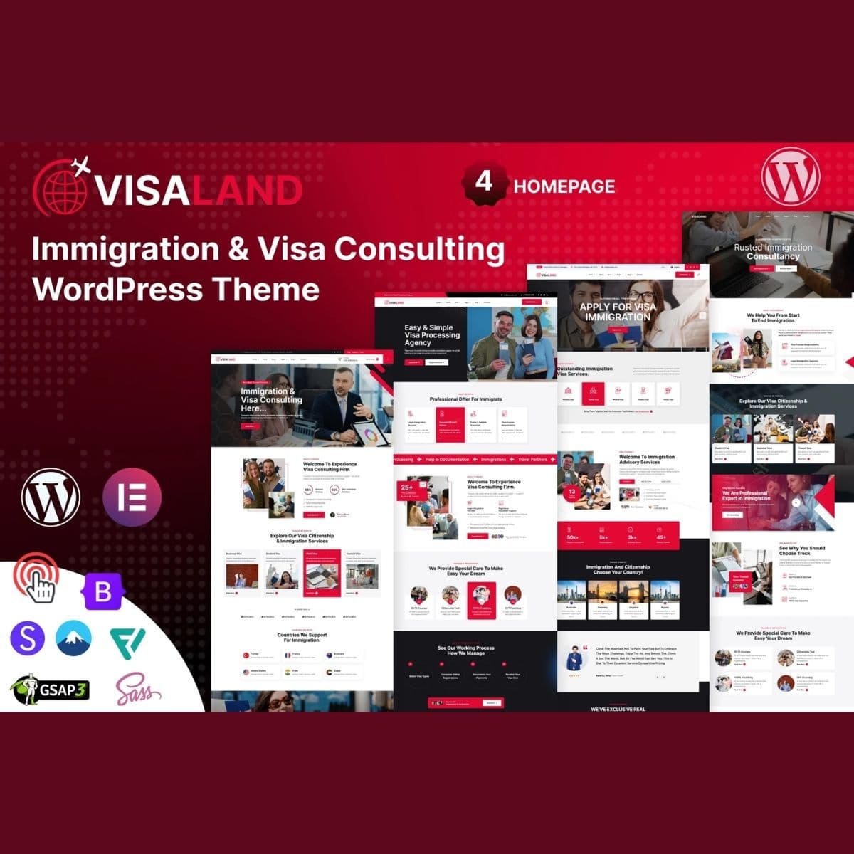 Visaland - Immigration and Visa Consulting WordPress Theme Visaland - Immigration and Visa Consulting WordPress Theme