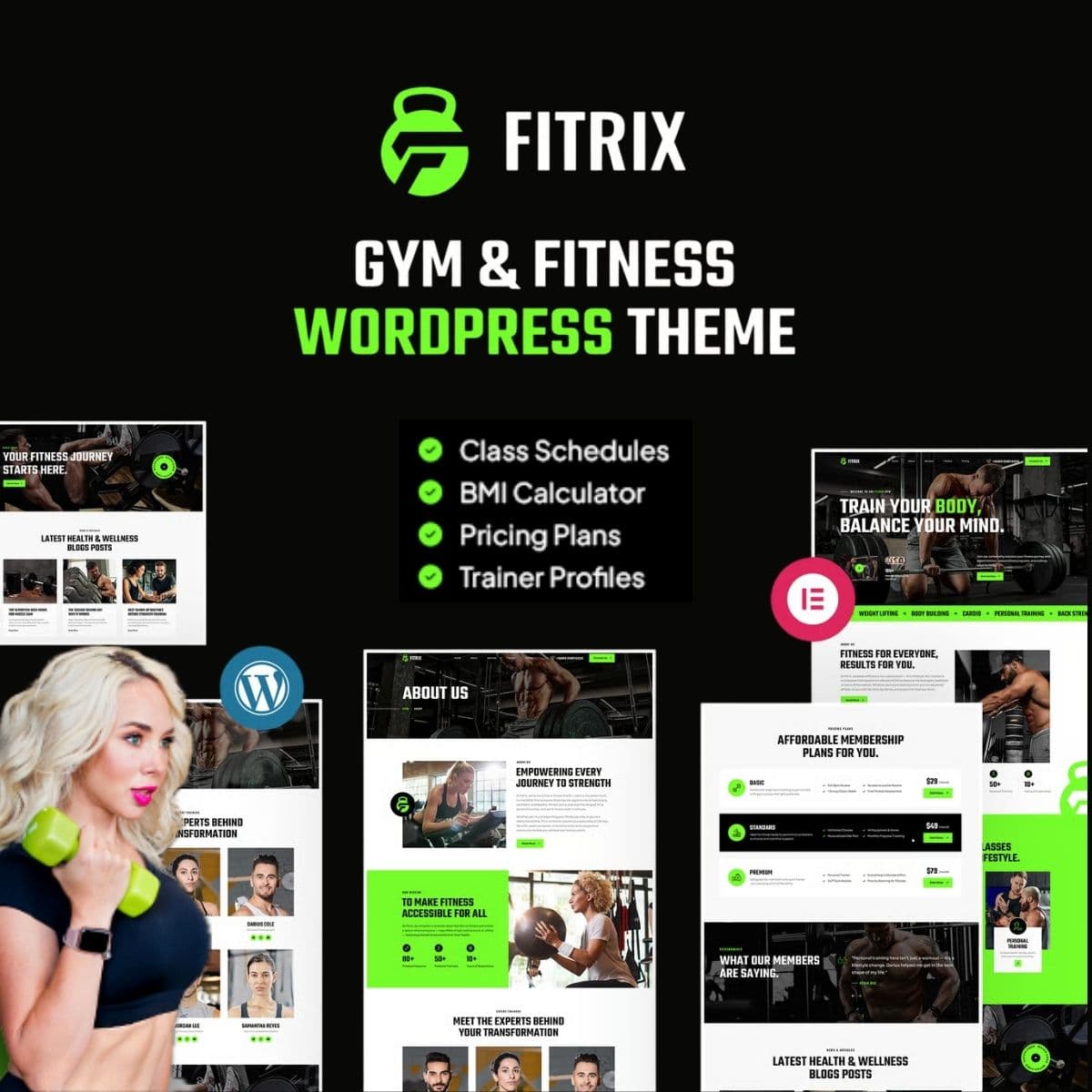 Fitrix - WordPress Plugin/Theme Screenshot of Fitrix interface